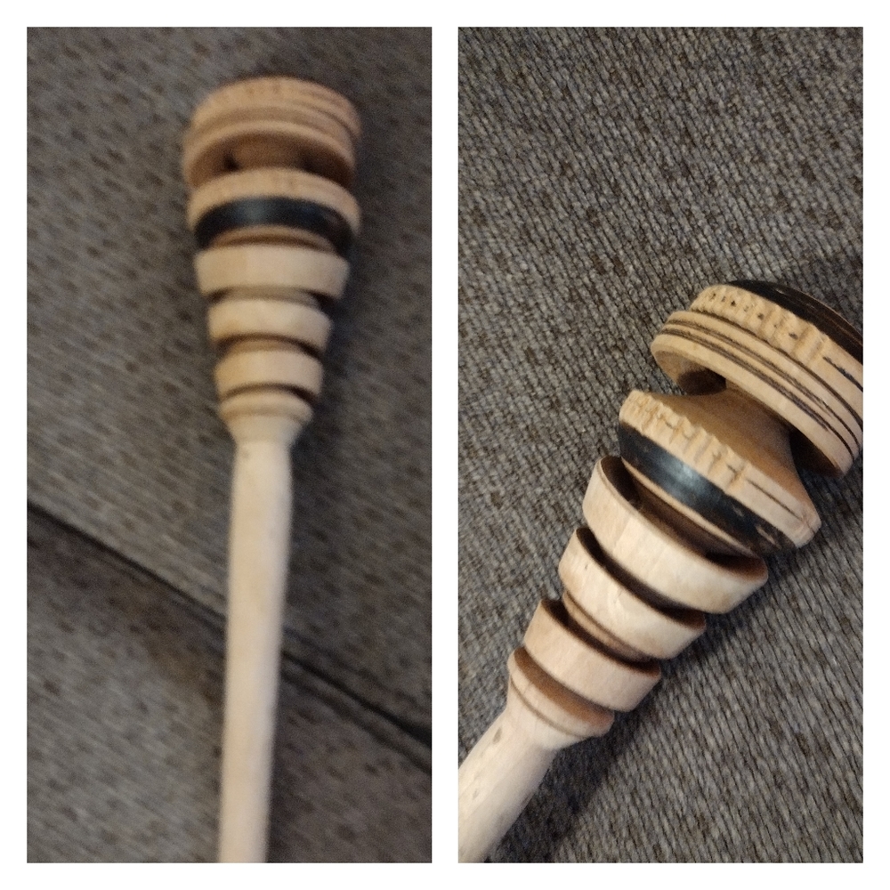 Vintage hand carved wooden baby rattle